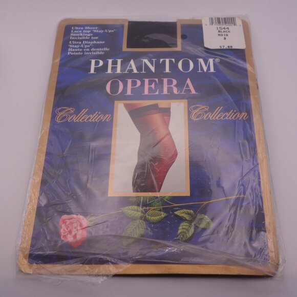 Phantom Opera Collection Ultra Sheer Lace top 'Stay-Ups' Stockings Invisible Toe - Picture 1 of 14